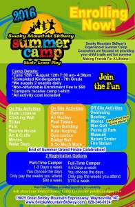 Smoky Mountain Sk8way's 2016 Summer Camp (Rising 1st-7th Grader) @ Smoky Mountain Sk8way | Waynesville | North Carolina | United States