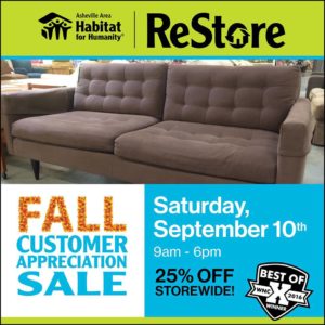 Fall Customer Appreciation Sale @ Asheville Area Habitat for Humanity ReStore | Asheville | North Carolina | United States