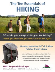 The Ten Essentials of Hiking @ Fletcher Public Library | Fletcher | North Carolina | United States