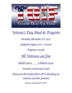 Sandy Mush 4-H Veterans Day Program @ Leicester Community Center | Leicester | North Carolina | United States