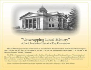 'Unwrapping Local History: A Local Fundraiser Historical Play Presentation' @ Henderson County Historic Courthouse | Hendersonville | North Carolina | United States
