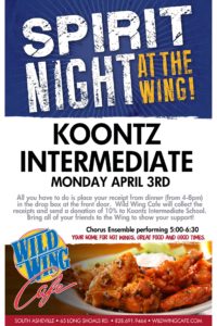 Koontz Intermediate Spirit Night @ Wild Wing Cafe South Asheville | Arden | North Carolina | United States