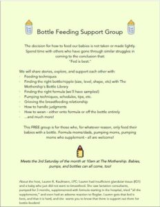 Free Bottle Feeding Support Group @ The Mothership: Asheville Doula and Birth Services | Asheville | North Carolina | United States