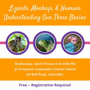 FREE Talk for Parents: 'Lizards, Monkeys, & Humans: Understanding Our Three Brains' @ Evergreen Community Charter School | Asheville | North Carolina | United States