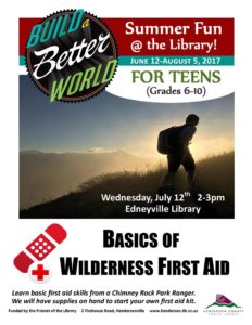 Wilderness First Aid (6th-12th Grade) @ Edneyville Public Library | Hendersonville | North Carolina | United States