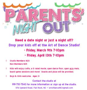 Parent's Night Out! (3+yrs) @ Art of Dance Studio | Flat Rock | North Carolina | United States