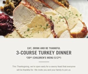Thanksgiving 2017: 3 Course Turkey Dinner @ Ruth's Chris Steak House Asheville | Asheville | North Carolina | United States