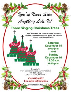 Three Singing Christmas Trees @ West Hendersonville Baptist Church | Hendersonville | North Carolina | United States