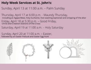 Easter Service, Potluck, and Egg Hunt @ St. John's Episcopal Church, Asheville
