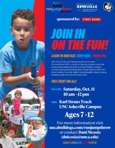 RunJumpThrow (RJT) (Ages 7-12yrs) @ Karl Straus Track at UNC Asheville